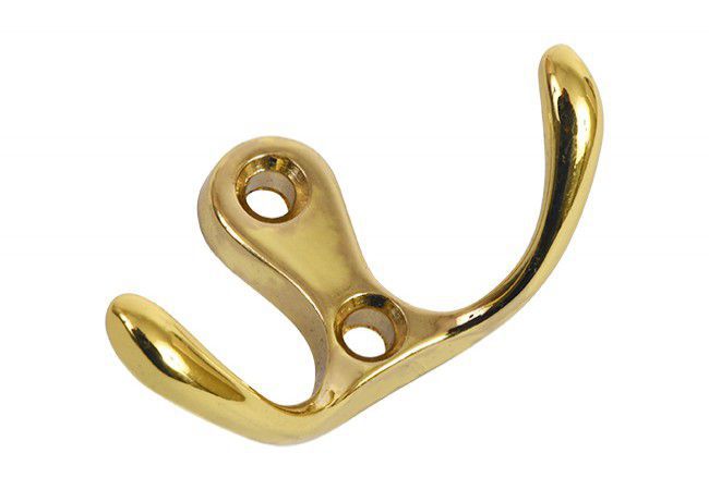 GAMET WP19-G0003 Double Furniture Hook Polished Brass Compact 30mm Height