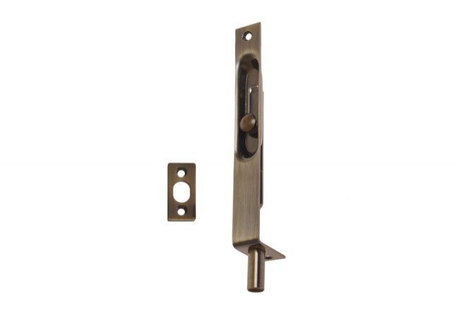 B-Harko HR 501A-8" Face-Mounted Door Bolt 200mm x 19mm Antique Bronze Narrow Profile