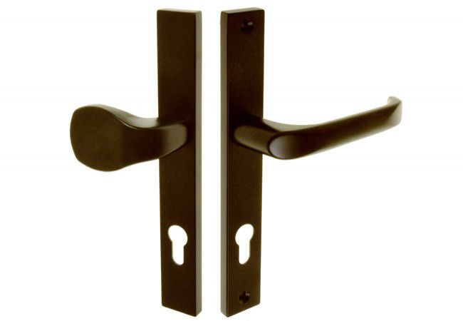 FAM 14791 Door Handle Set 32mm Narrow Backplate Right-Hand Pull/Lever Brown