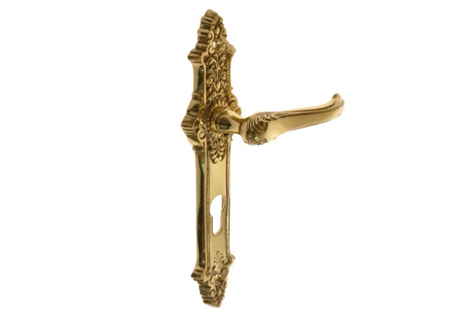 STYLOWA 90 Brass Door Handle Decorative Polished Finish Multi-Lock Compatible