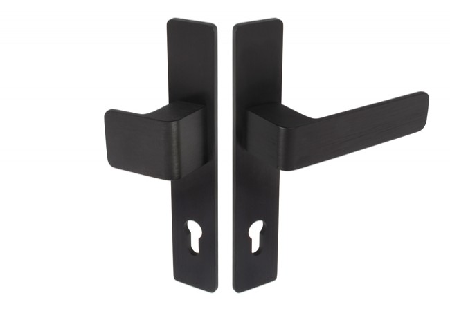 WALA L-92 H6S36P/G5S50/S5S42G6 Knob-Lever Handle Set 6mm Plate Black Anodized Right