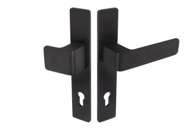 WALA L-92 H6S36P/G5S50/S5S42G6 Knob-Lever Handle Set 6mm Plate Black Anodized Right
