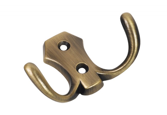 GAMET WP89-GAB Furniture Hook Double Short Straight Patina Finish 76mm