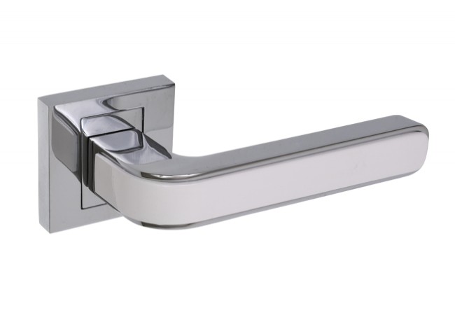 B-Harko Nigra Door Handle Square Escutcheon Chrome/White Universal Orientation