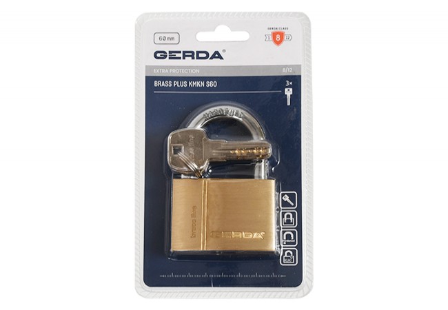 Gerda BRASS PLUS KMKN S60 Brass Padlock 60mm Body IMP Certified Double-Bolt