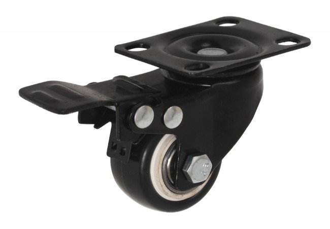 KPAC-PVC 40K-HC LG Swivel Caster 40mm PVC Wheel with Brake 30kg Black Dual Ball Bearing