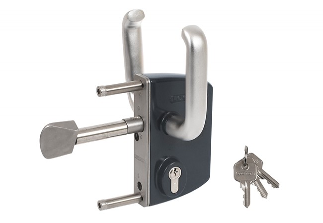 Locinox LSKZ Sliding Gate Lock INOX Mechanism Twistfinger Bolt Anthracite RAL 7016 40x40mm