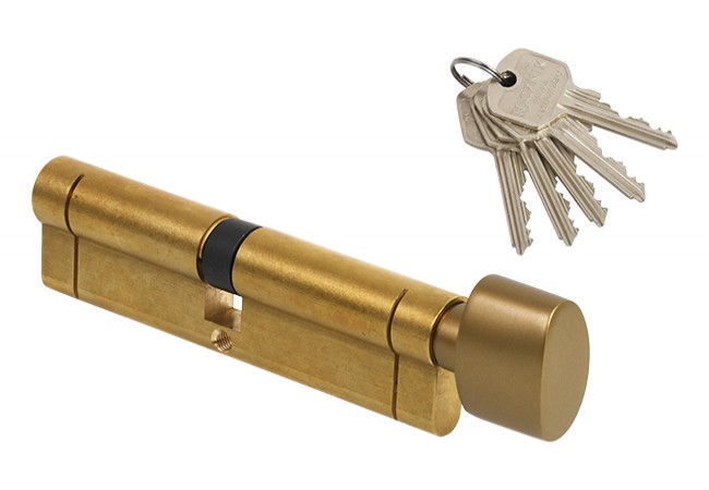 ŁUCZNIK E8 cylinder insert 60g/55 with brass knobs (for sale)