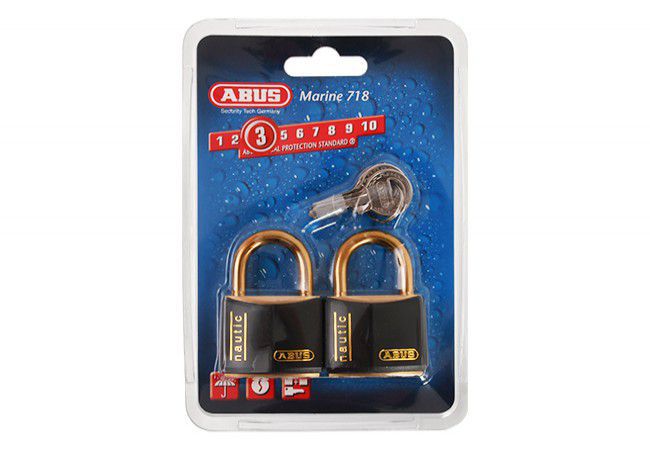 ABUS 718/40 Stainless Padlock Twin Pack Brass Body Common Key Marine Use