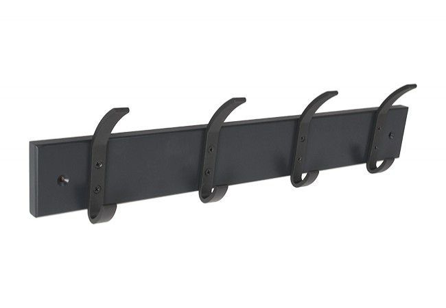 GAMET Wall Hanger Wooden Panel 8 Aluminum Hooks 500x70 mm Matte Black