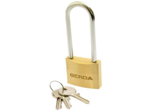 GERDA BRASS LINE S50 (KMZ) Snap-Lock Padlock Brass 80mm Hardened Steel Shackle