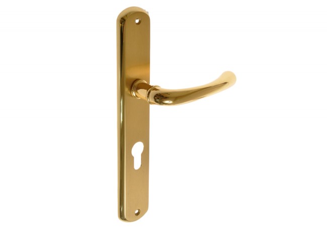 Metal-Bud GAJA Door Handle Brass Long Plate 90mm Spring Assist Allen Fixing