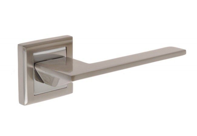 B-Harko CELTIS Door Handle Square Rose Zamak Satin Nickel/Chrome Finish