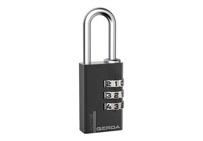 Gerda ALU CODE KAS S30 Combination Padlock 28mm Aluminum Black Resettable Code