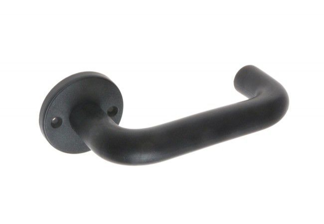 Safety Synthetic Door Handle Black Round Backplate Tamper Resistant Interior Set