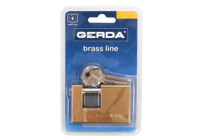 GERDA BRASS LINE KMT 75mm Padlock Solid Brass Snap-Shut Security Class 1
