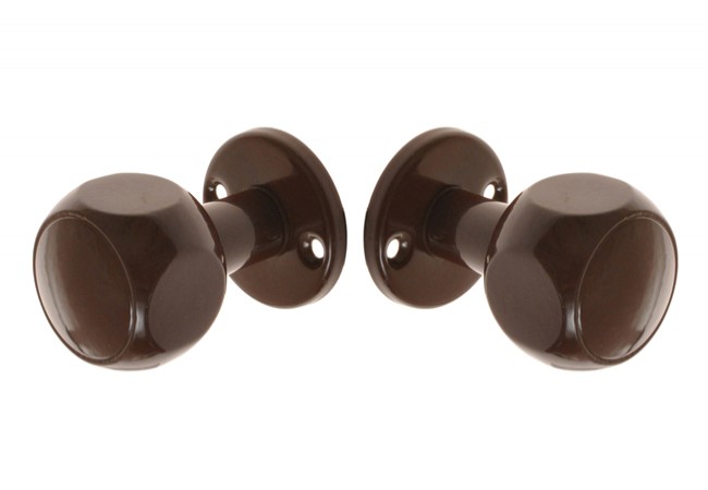 Wisberg Brown Rotating Door Knob Set Lacquered Aluminum Both Sides Included