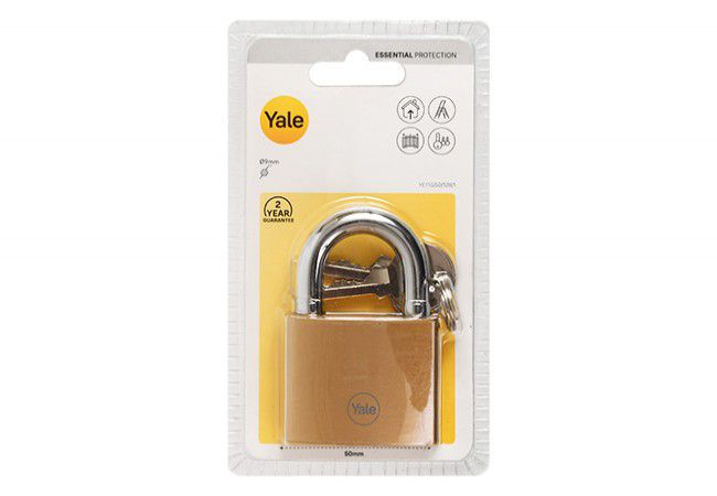 YALE YE11G/50/128/1 Padlock Cast Iron 50mm Snap Lock Gold Finish