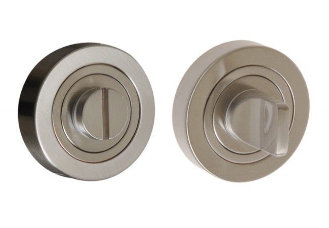 GAMET PLT-25-WC-07 Round Escutcheon Brushed Nickel WC Privacy Lock Set Both Sides