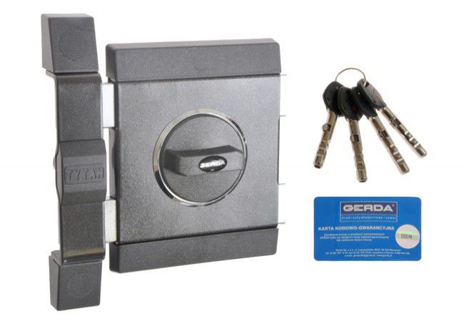 Gerda TYTAN ZX Surface-Mounted Lock Class C Certified Graphite Left-Hand 4 Keys