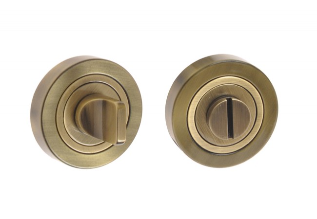 GAMET PLT-25-WC-AB Round Escutcheon WC Lock Patina Finish Double-Sided Set