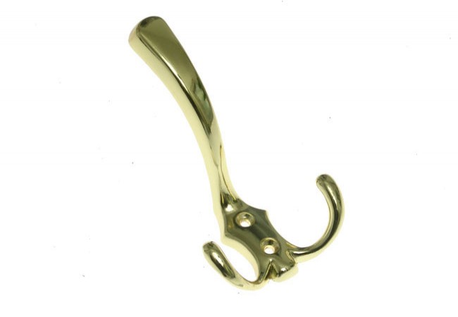 GAMET WP59-G03 Double Coat Hook Polished Brass 140mm Straight Dual Hook