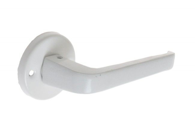 Aluminum Door Handle Double-Sided Round Plate White Finish Interior Use