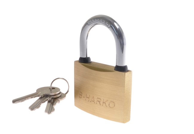 B-Harko HM 50 mm Padlock Brass Body Double Locking Snap-Lock Hardened Shackle