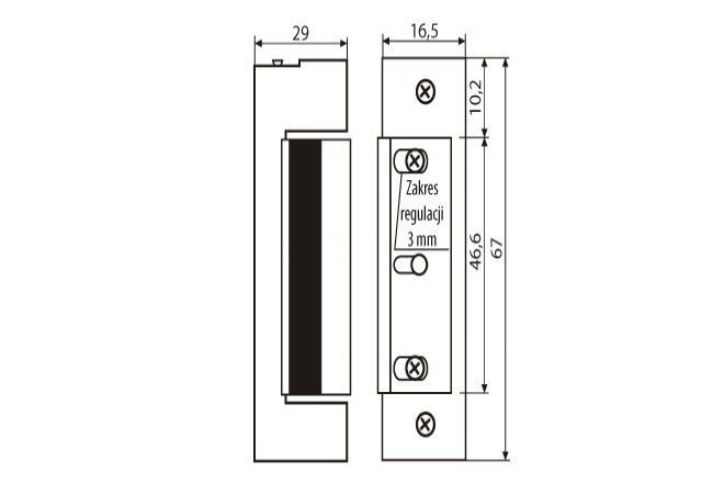 JiS 1410 Electric Strike 12V AC/DC 67x16.5mm Adjustable Latch PN-EN 14846