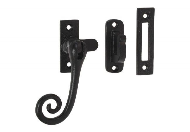 Monkey Tail Window Handle Powder-Coated Steel Black Reversible for Casement Windows