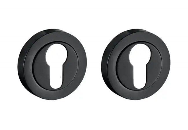 Schaffner LINE LUCY Escutcheon Round Rosette Slim Flat Matte Black Zinc Alloy