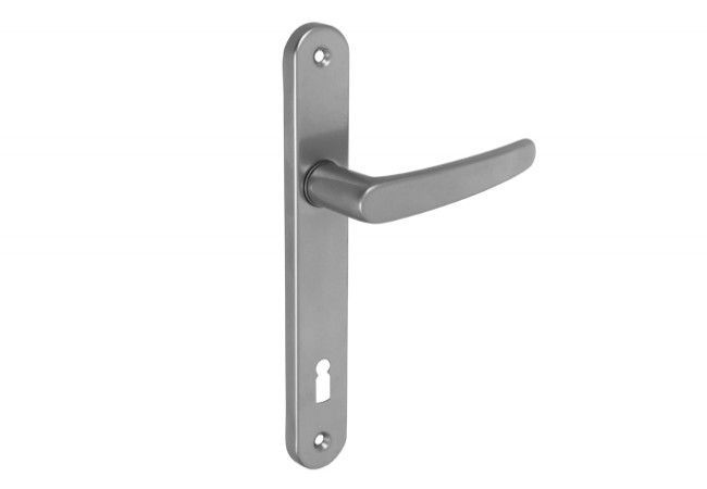 NADIA Door Handle Long Escutcheon 30x215mm 90mm Keyhole Matte Silver Universal Fitting