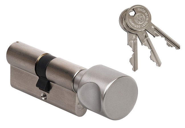 CES PSM 60G/30 Euro Profile Cylinder Lock with Knob Class 6.D EN 1303 Nickel