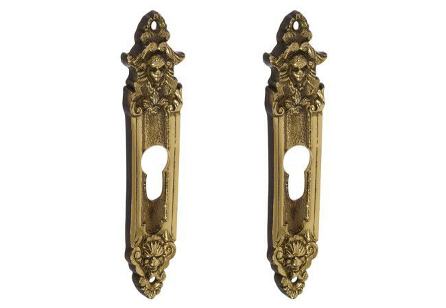 SECESJA Upper Escutcheon Brass Patina Cylinder Cutout Palace Style Weather Resistant