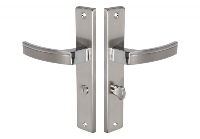 KUCHINOX PARVA Door Handle Set Long Plate WC 72mm Chrome/Satin Nickel Dual Finish