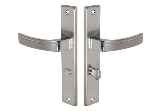 KUCHINOX PARVA Door Handle Set Long Plate WC 72mm Chrome/Satin Nickel Dual Finish