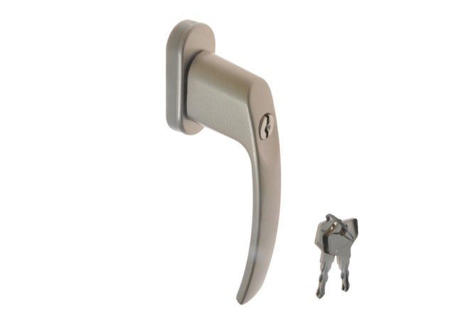 Pluton Window Handle with Key Lock 35mm Spindle Satin Nickel Metal Cover