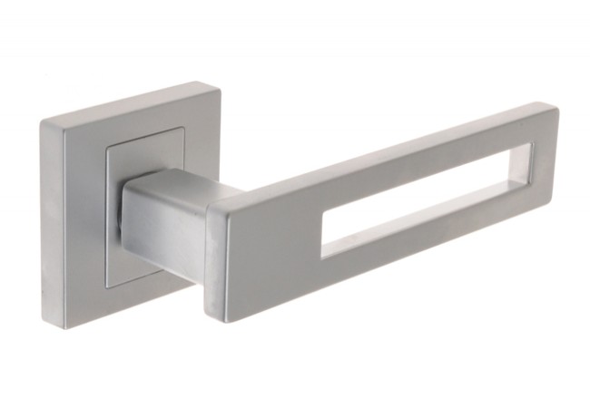 TOM T-1451-121 G6 Door Handle Square Escutcheon Matte Chrome Finish