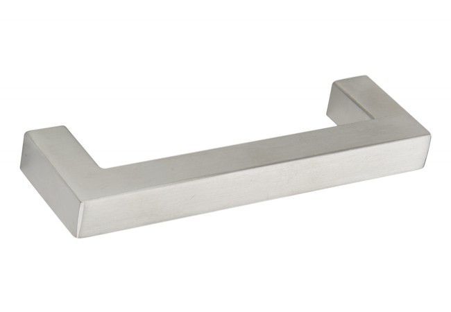 KWADRAT Furniture Handle Square Satin Nickel 128 mm Screw Spacing 142 mm Width