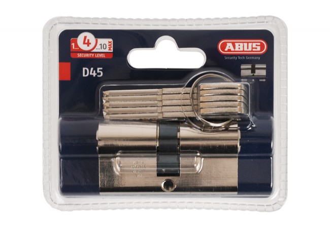ABUS D45 Double Cylinder Euro Profile Cylinder 30/35mm Nickel DIN EN 1303 Anti-Drill