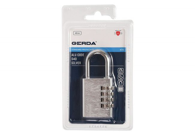 Gerda ALU CODE KAS S40 Combination Padlock 4-Digit Aluminum Silver 38mm