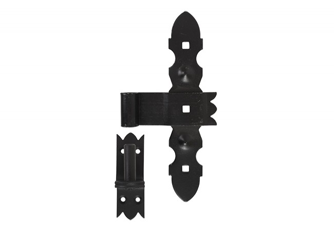 Cross Shutter Hinge with Hook Black Powder-Coated Decorative Exterior Hardware