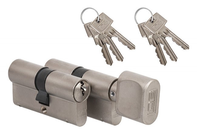 LOB Hektor Cylinder Set Keyed Alike Double and Knob PN EN 1303 Class 4.2 B Satin Nickel