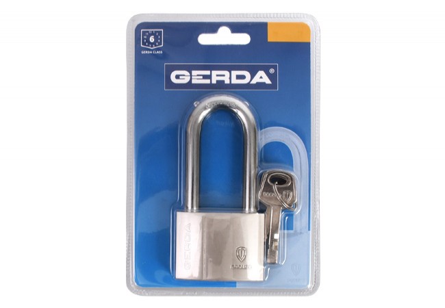 GERDA SECURE KSWW S50 Reinforced Padlock Long Shackle 70mm Satin Nickel