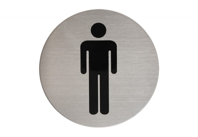 WC MĘŻCZYZNA Door Sign Round Stainless Steel 304 Self-Adhesive 70mm Brushed