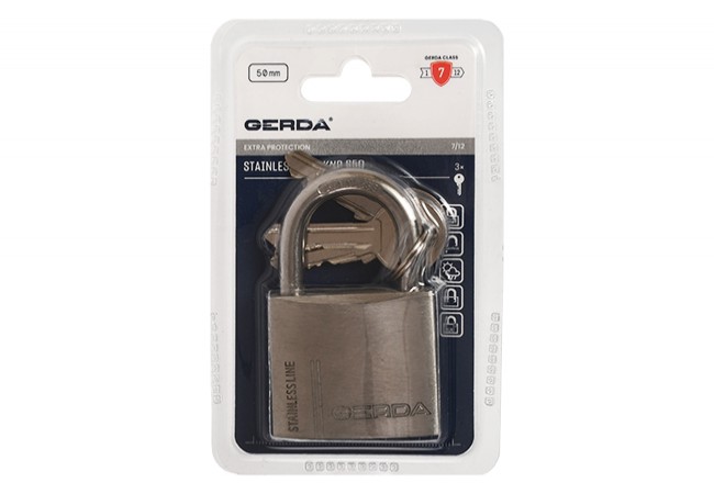 Gerda STAINLESS LINE KNP S50 Stainless Steel Shackle Padlock Large Clearance 29mm