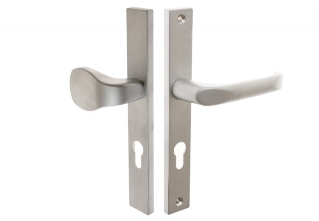 FAM 14724 Door Handle Set Pull/Lever Right-Hand Narrow Backplate 32mm Matte Chrome ZnAl