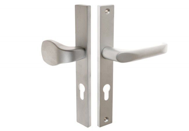 FAM 14724 Door Handle Set Pull/Lever Right-Hand Narrow Backplate 32mm Matte Chrome ZnAl
