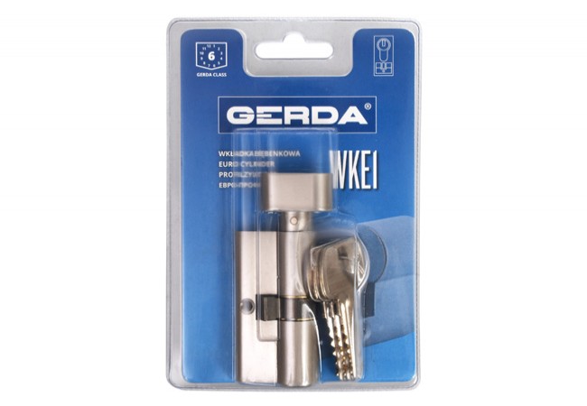 Gerda E1 30g/50 Euro Cylinder Lock Satin Nickel with Knob EN 1303 C Class