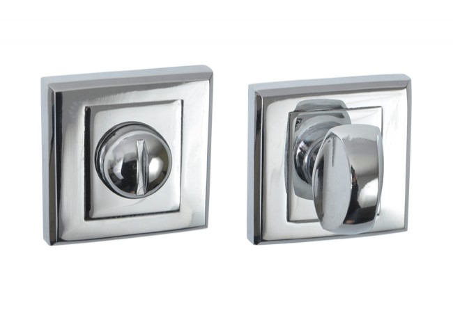 CLARA Square WC Door Escutcheon Set Chrome Finish Zinc Alloy Dual Side